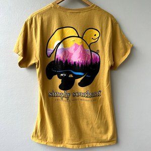 Simply Southern Turtle Adventure More Worry Less Mustard Yellow Tee Medium
